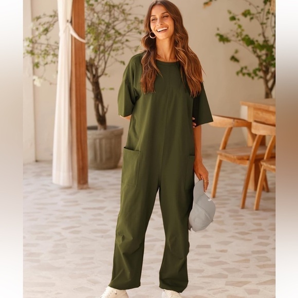 HOTSHOT TEE ONESIE Oversized Slouchy Fit Woman’s Jumpsuit in Green Medium NWT - Picture 8 of 12